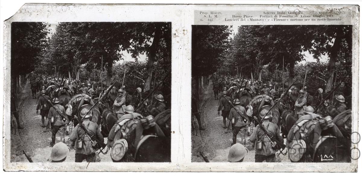 Guerra Italo Austriaca. Basso Piave, Fornaci di Fossalta. Azione giugno 1918. Lanceri del 